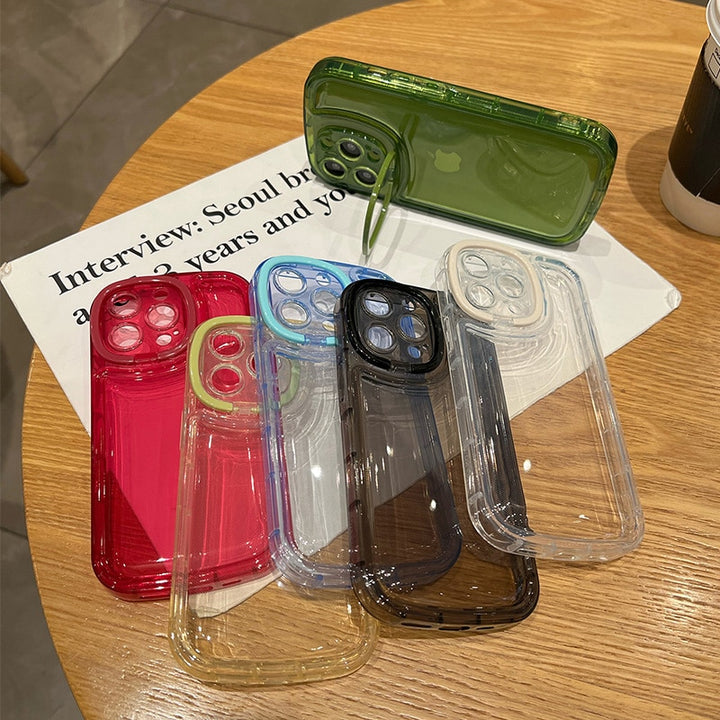 Transparent Phone Case with Folding Holder For iPhone